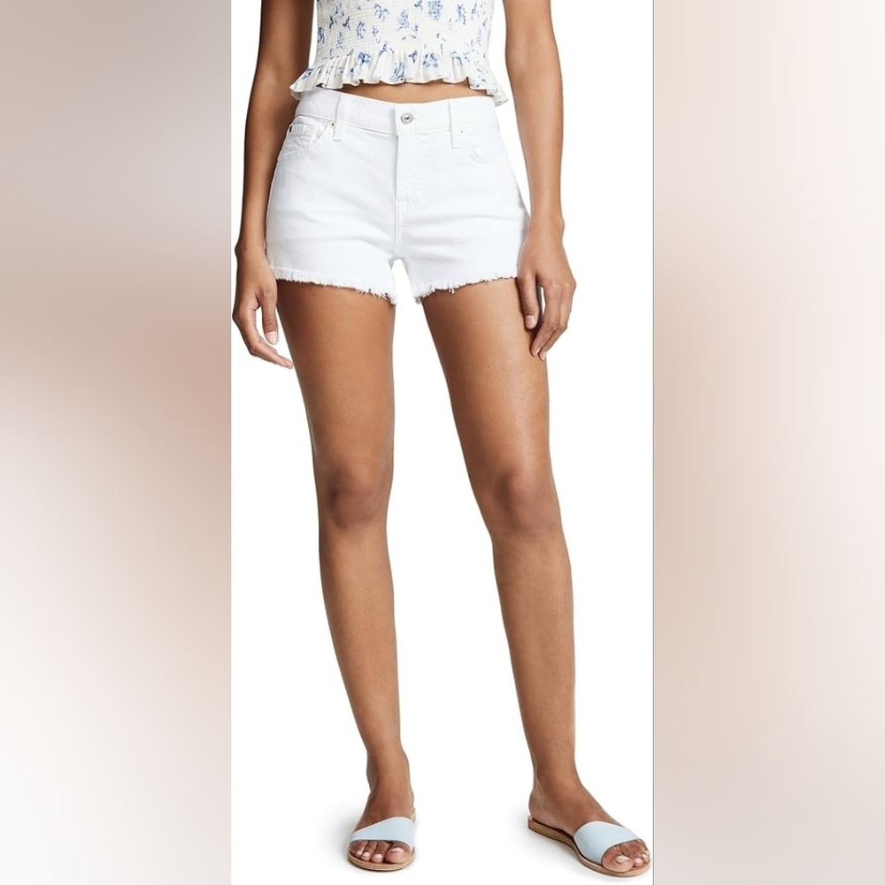 7 FOR ALL MANKIND Women's White Cut Off Pockets Shorts Size 25 (US2) NWT